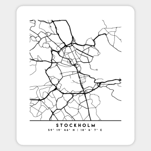 STOCKHOLM SWEDEN BLACK CITY STREET MAP ART Sticker